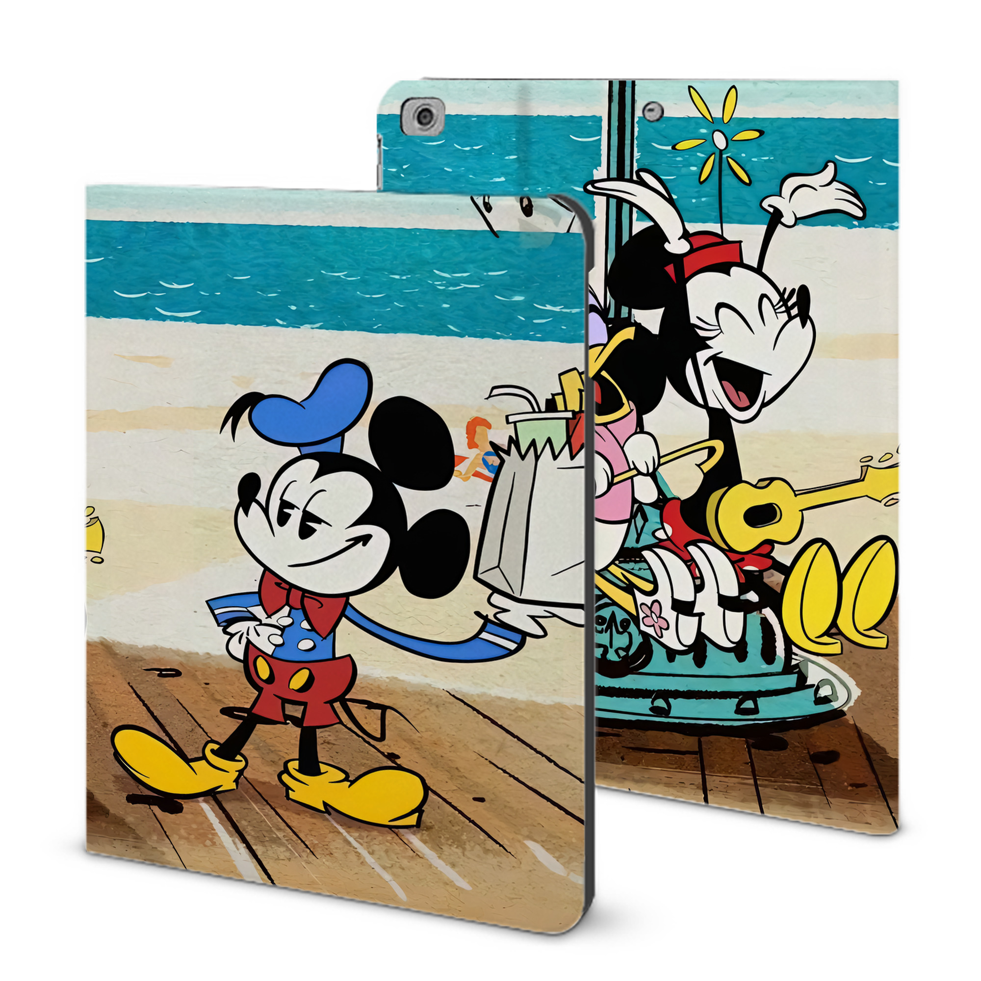 （画像用） ミッキーマウス Mickey Mouse IPad ケース ブック型 PUレザー TPU 耐衝撃 軽量 薄型 ペン収納なし 全面保護 IPad 各モデル対応